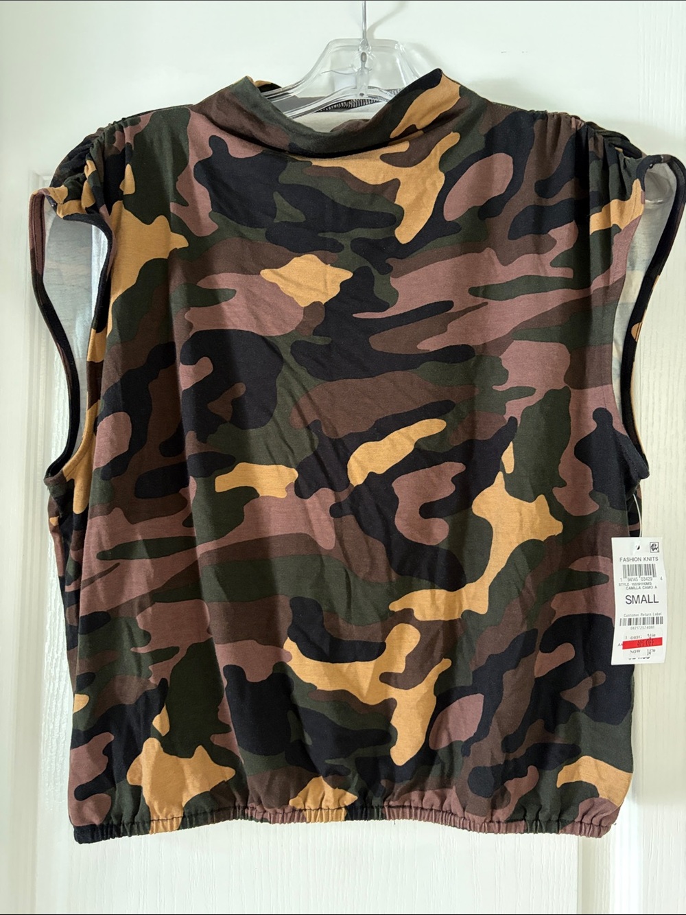 Bar III Camo Mock Neck Sleeveless Tank - Brown, Olive, Black